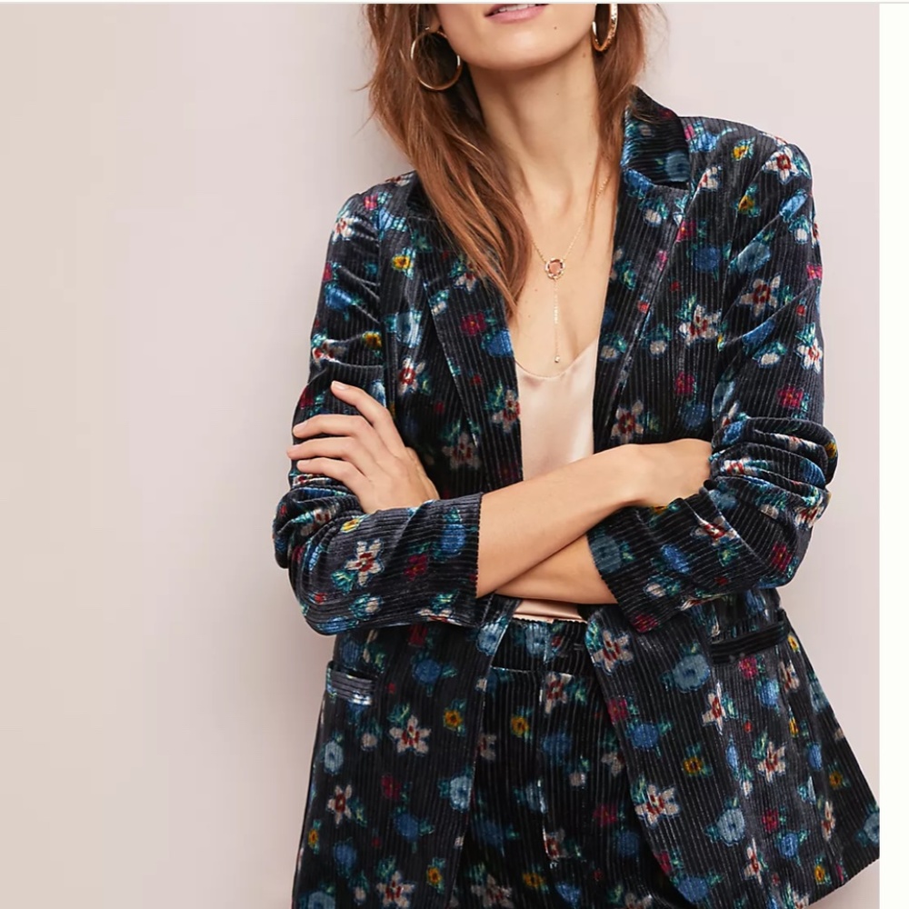 Blooming Velvet Blazer by Anthropologie